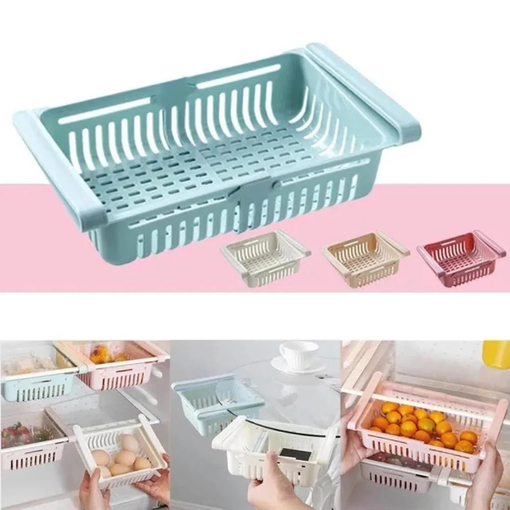 paniers rangement réfrigérateur blanc rose bleu grille perforation moderne clips fixations utilisation multipleABS