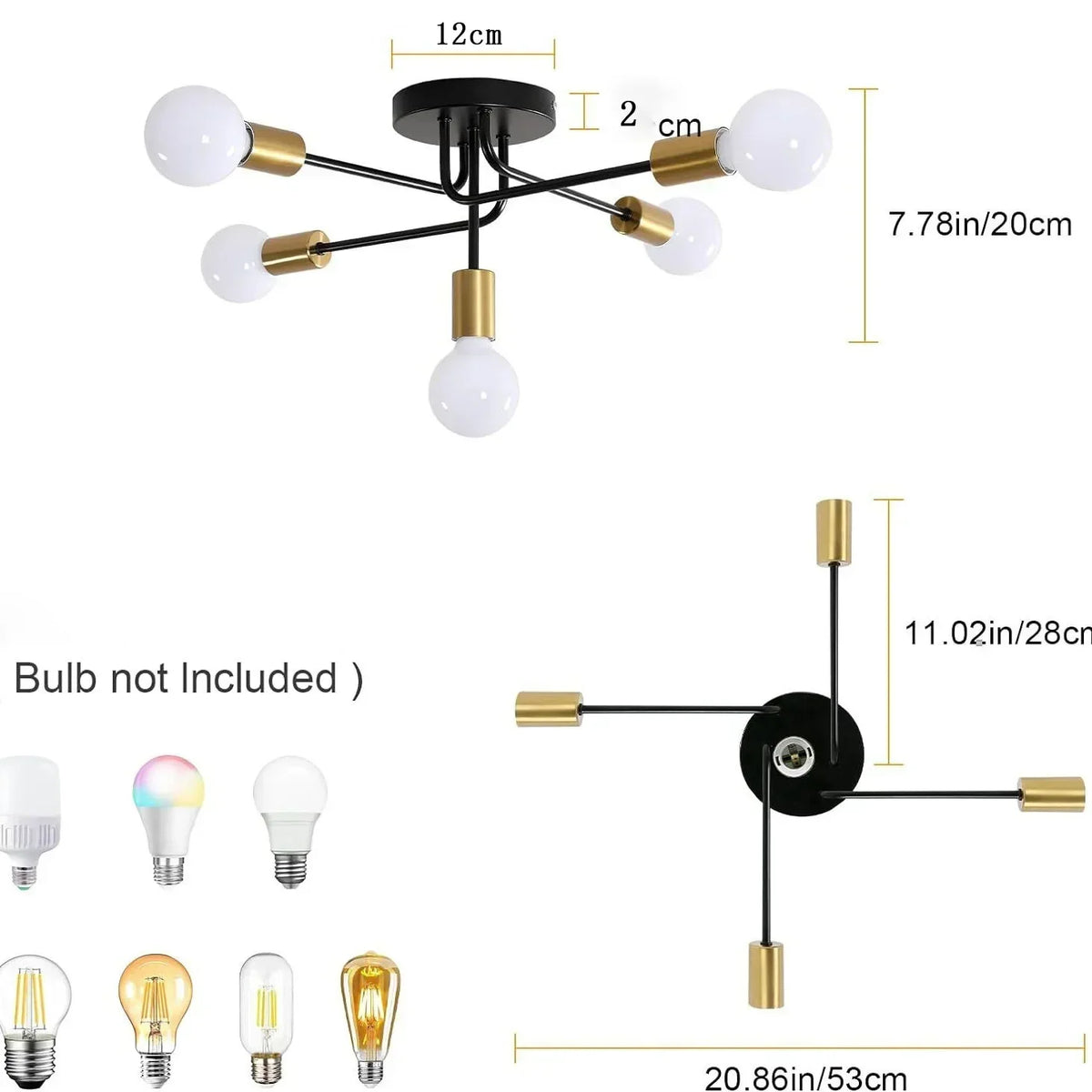 lampe moderne or noir sphères blanches structure métallique trois ampoules chambre étude moderne