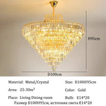 lustre moderne élégant doré cristal transparents suspension salon chambre lumières 4000K 3000K 6000K