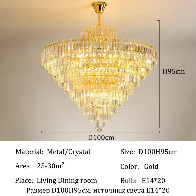lustre moderne élégant doré cristal transparents suspension salon chambre lumières 4000K 3000K 6000K