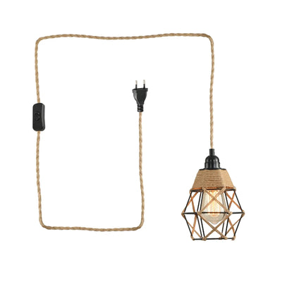 Câble suspension luminaire en corde de chanvre vintage vert suspendu au plafond