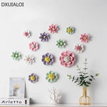 décoration murale fleur céramique moderne vert rose blanc violet feuilles adhésif salon chambre