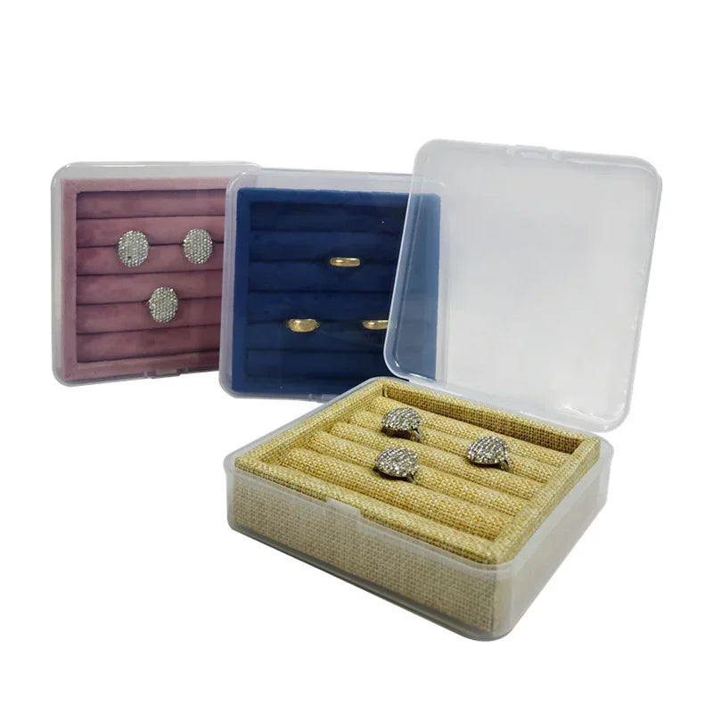 boîtes bijoux velours transparent violet bleu marine vert rouge contemporaines