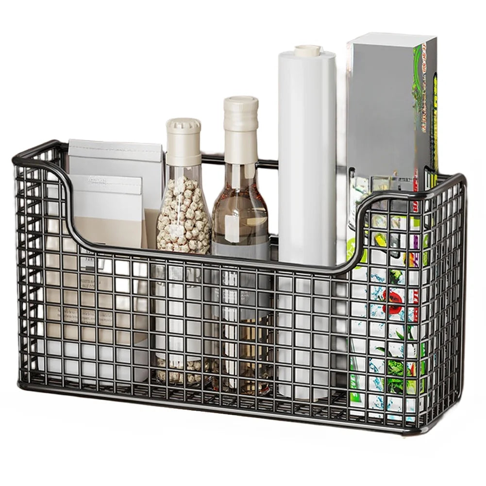 panier grille métallique noir blanc argenté moderne fixé mur rangement bouteilles boîtes 27x14.5x7cm
