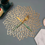 tapis table moderne or argent floral ajouré respectueux environnement silicone élégant set repas fourchette