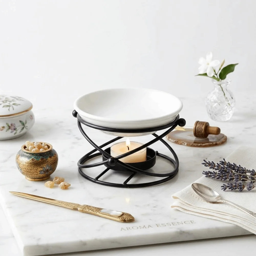 bougeoir moderne minimaliste blanc noir doré ajouré support métallique bougie différentes tailles