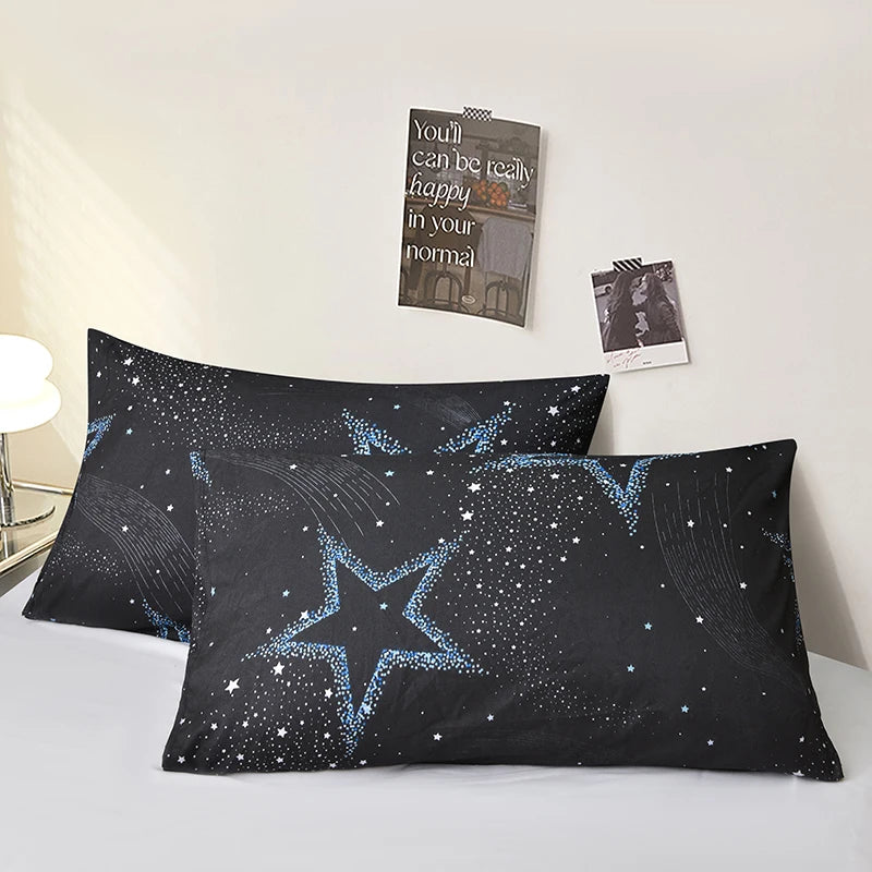 lot deux taies d'oreiller rectangulaires 48x74cm housse coussin décorative motif géométrique moderne