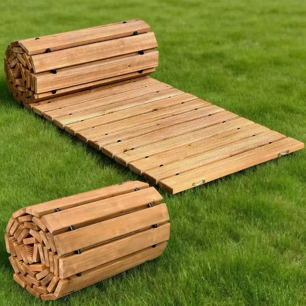 allée jardin bois clair rustique naturelle extérieure résistante intempéries facile installerrollable