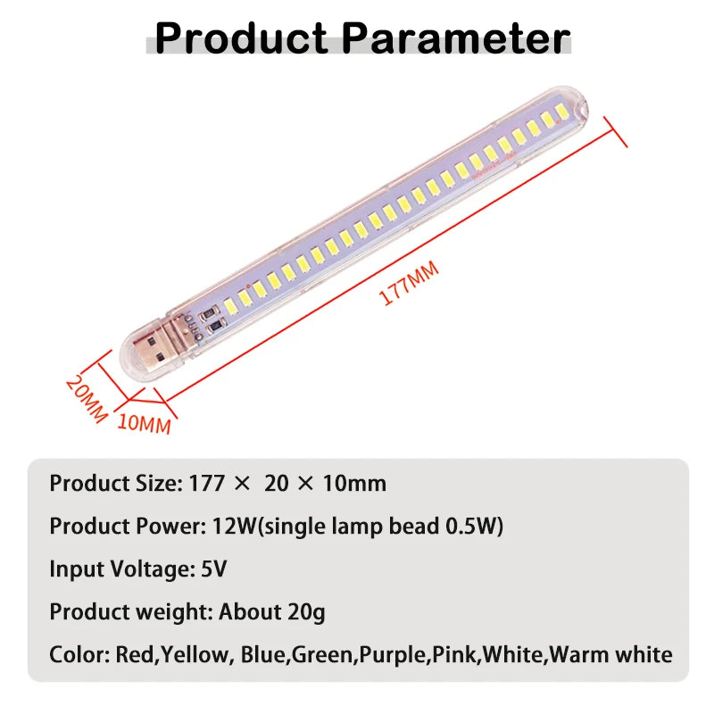 lampe led flexible 24leds couleurs variées adaptateur usb moderne compact clips inclusion câble boîtier
