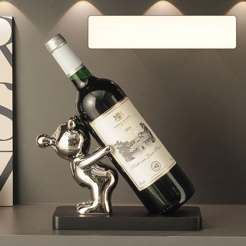 porte bouteille décoratif figurines animales moderne or argent noir vert semi transparent