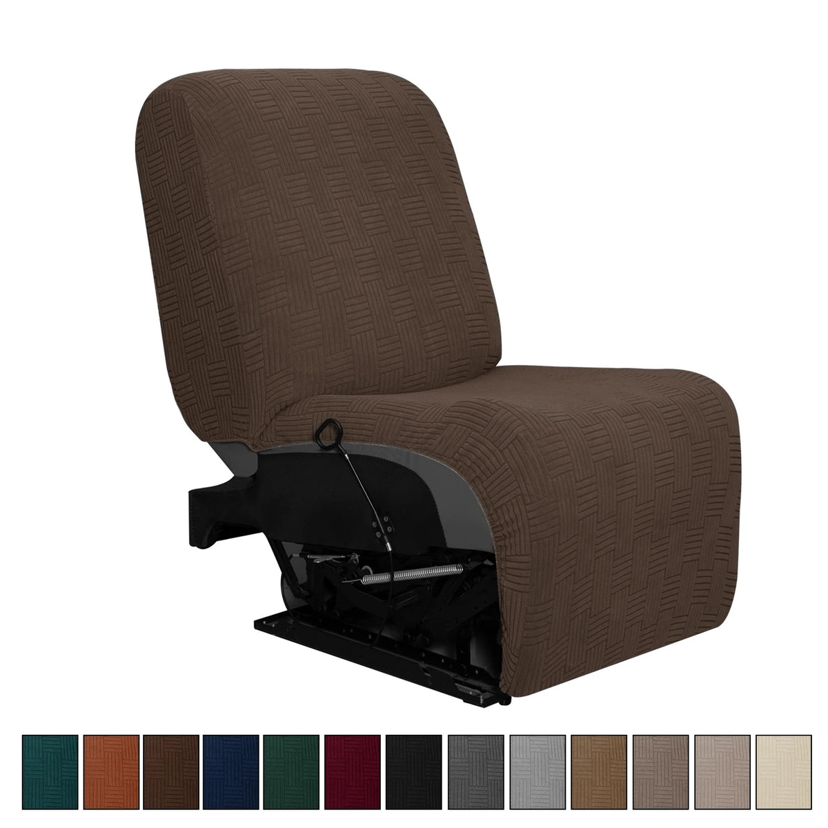couvre siège marron rayures horizontales moderne fauteuil inclinable lavable machine automne hiver beige taupe