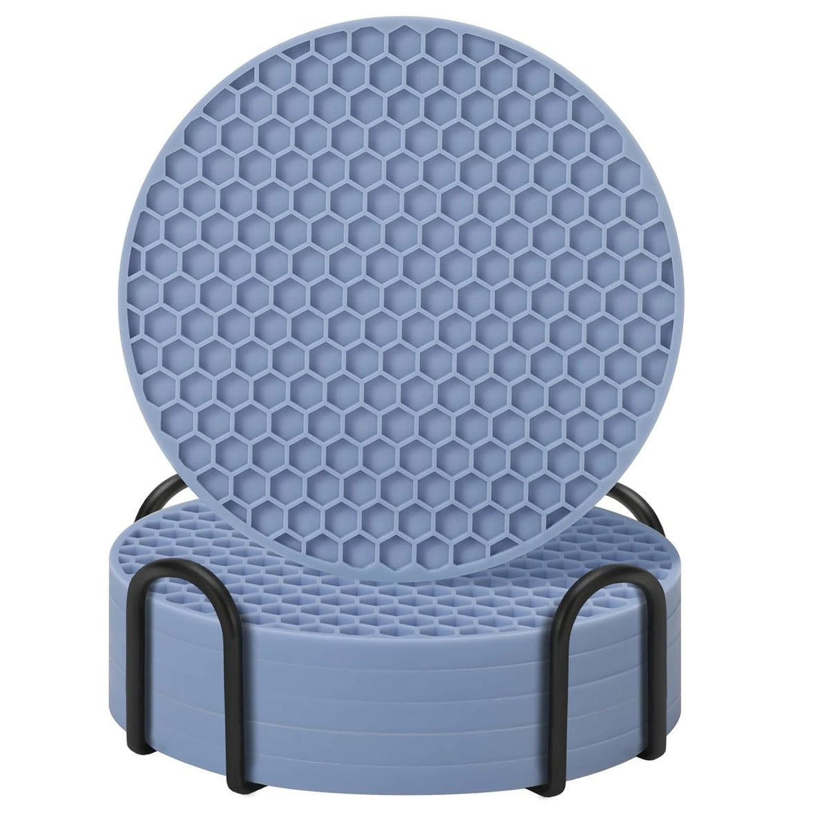 coasters silicone gris moderne antidérapants hexagonaux pack 12pcs tasses chaudes froides respectueux environnement
