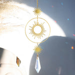 mobile solaire cristal lune étoiles fleurs décoration jardin intérieur suspendu boho romantique argent doré