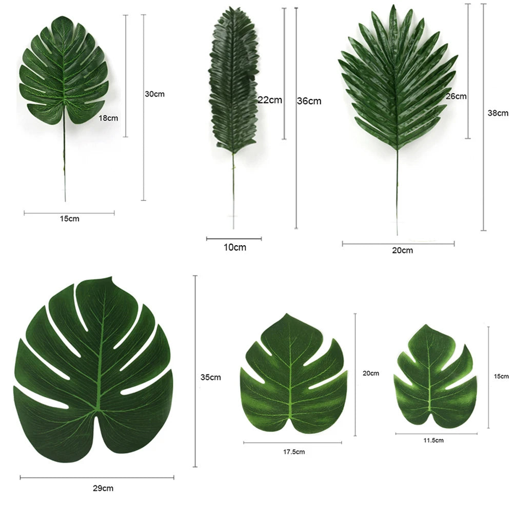 feuilles artificielles tropicales vertes décoration extérieure naturelle mariage anniversaire fête hawaïenne luau