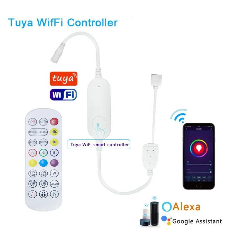 contrôleur led rgb télécommande usb adaptateur bluetooth wifi 5v 24 touches ir tuya modernes
