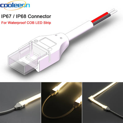 Connecteur de bande LED COB étanche IP67 noir pour ruban 8mm et 10mm