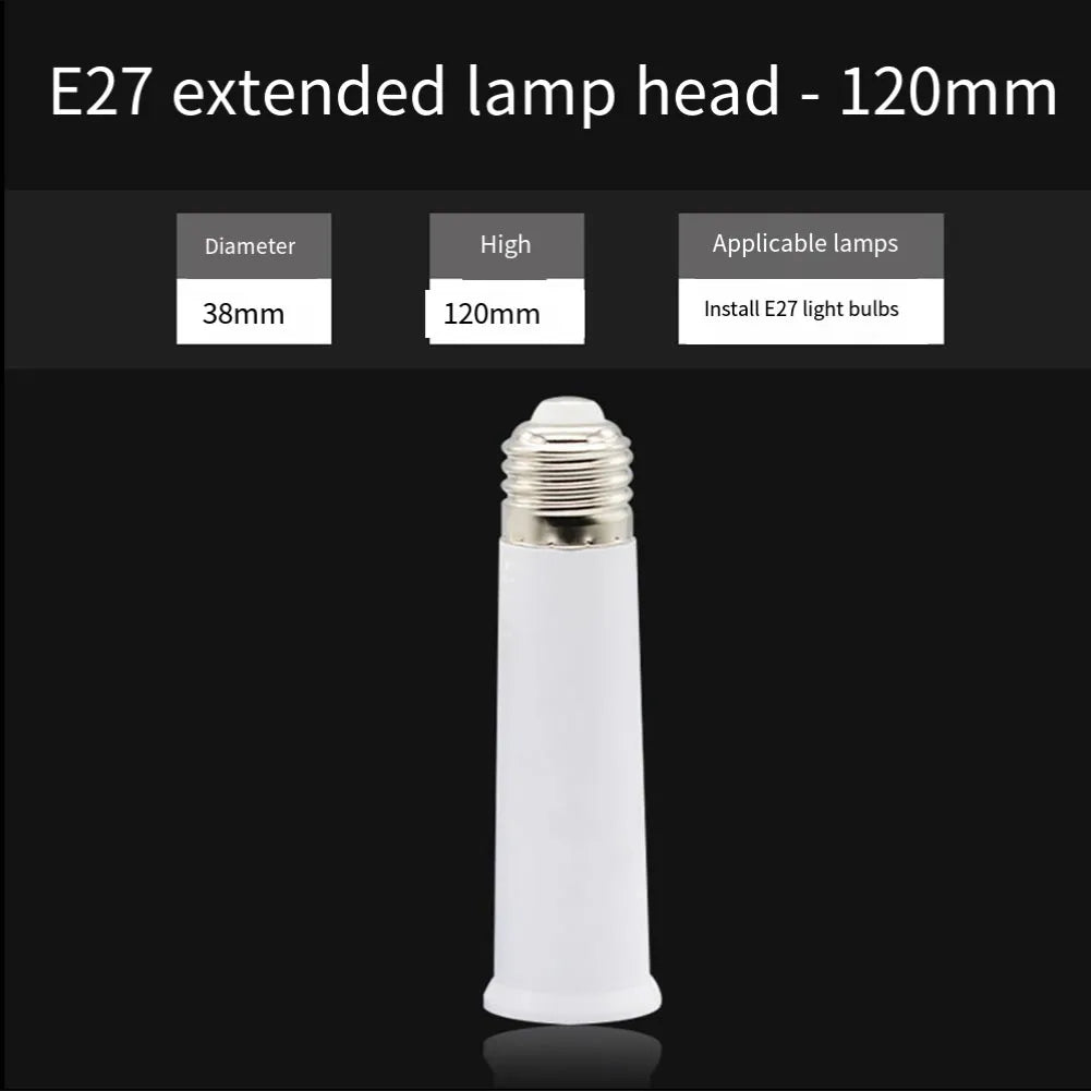 ampoule led e27 adaptateur extension blanc moderne tête amplification 65mm 95mm 120mm ignifuge