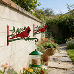 support mural rustique oiseaux cardinaux panier fleurs abri nourriture vis decorationextérieur