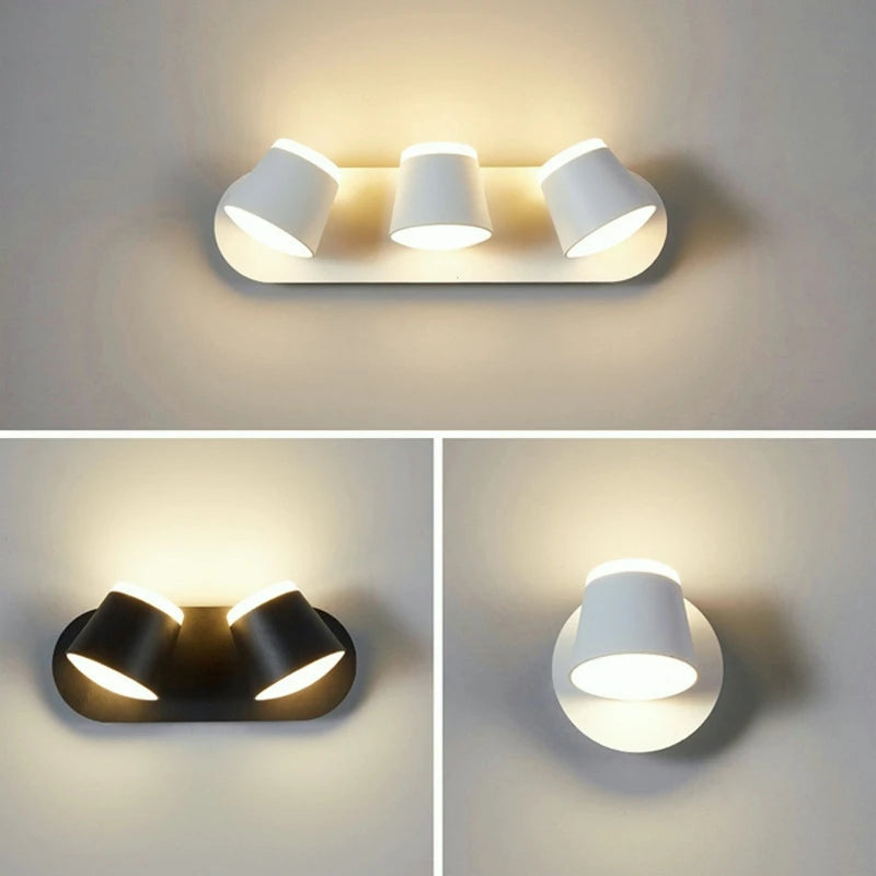 Lampes murales modernes LED 8W 16W 24W blanc noir minimaliste fixées mur