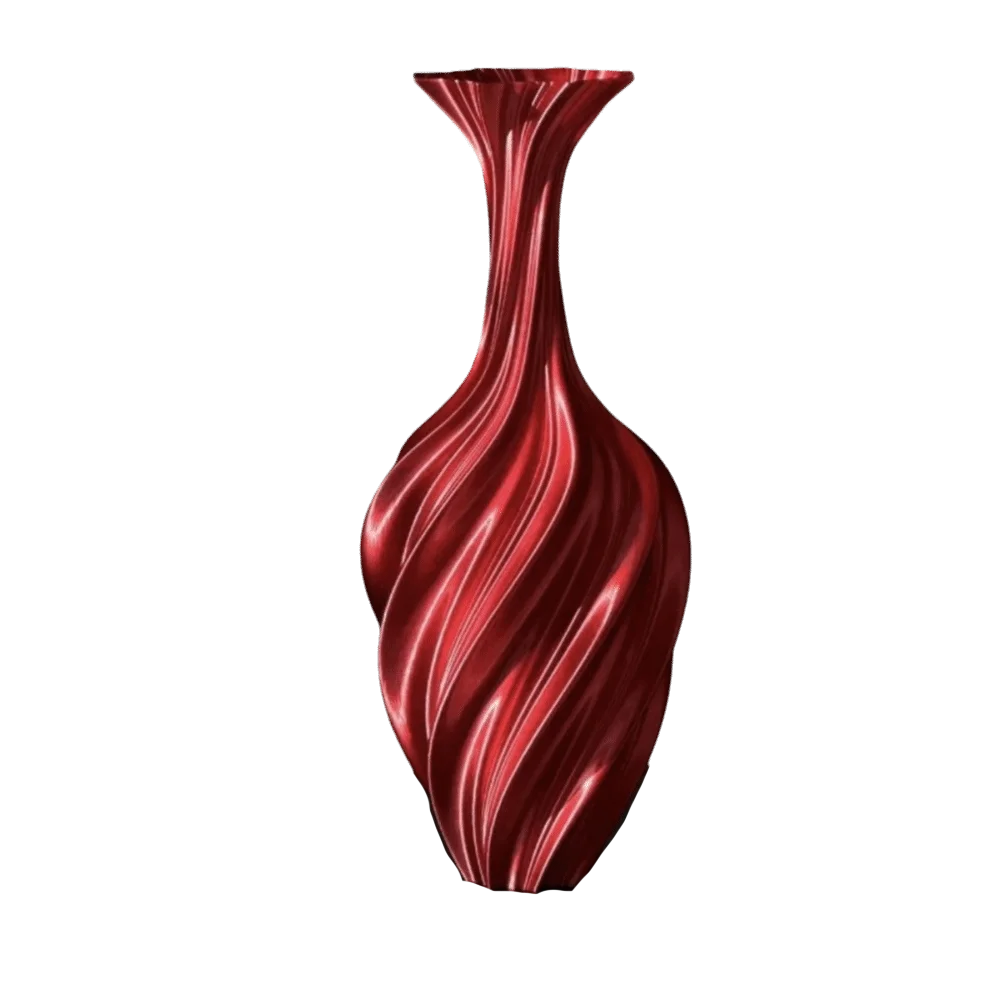 vase decoratif moderne blanc noir rouge motifs ondules plisses aspect satiné sculpture maison arrangement