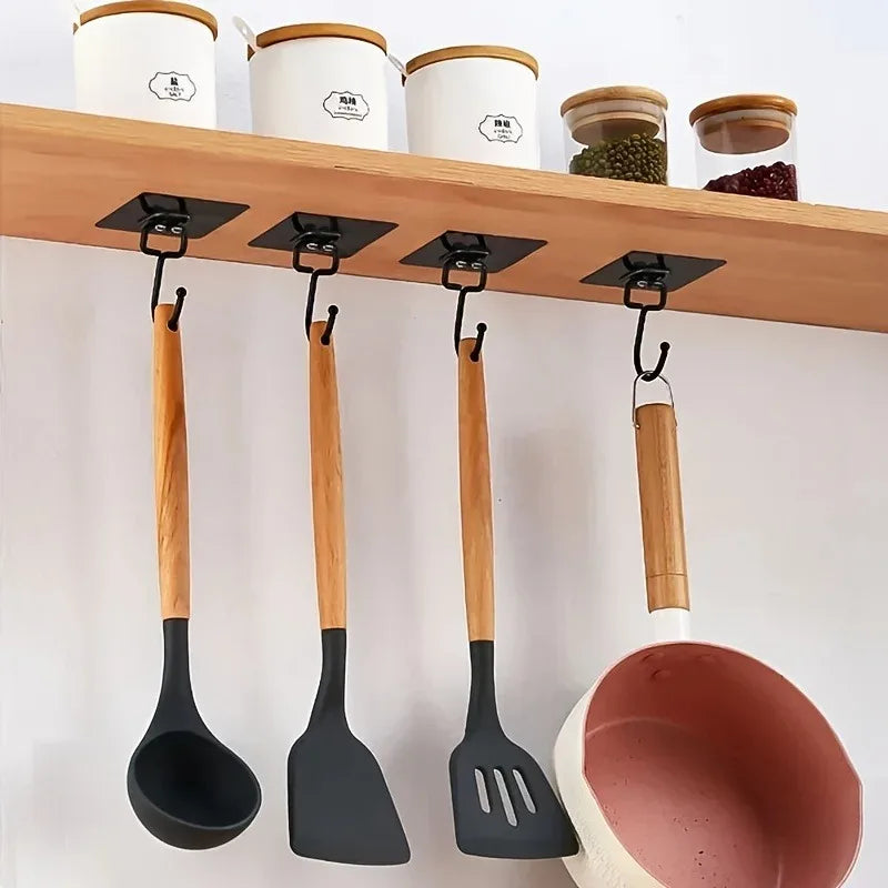 crochets adhésifs noirs modernes porte sacs cuisine 10 pièces autoadhésifs robustes sans perçage