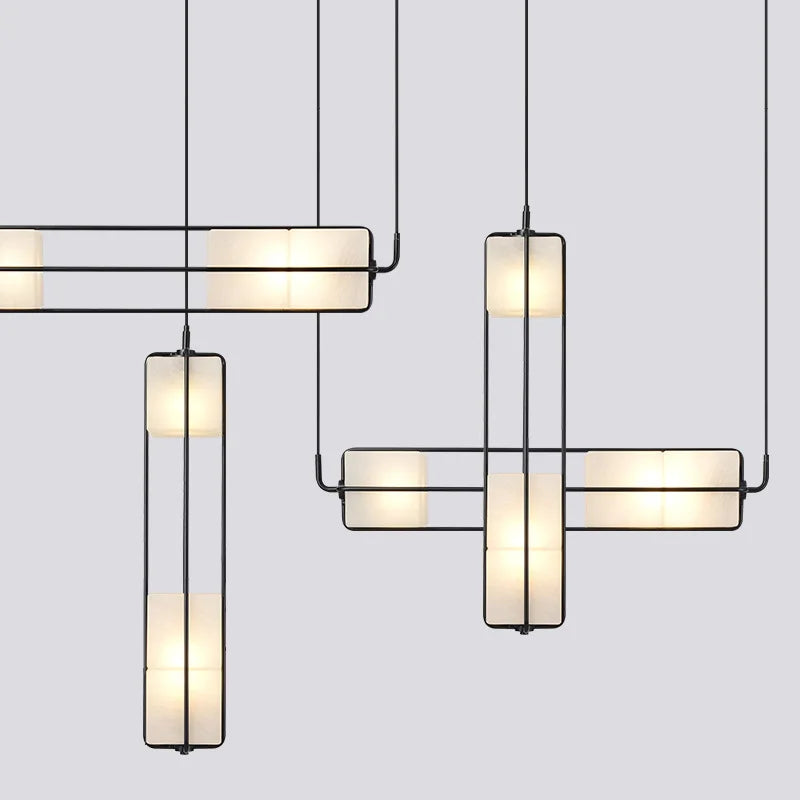 suspension lumineuse moderne minimaliste pendentif noir rectangle métal opaque 2000 82000 lumens