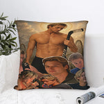 housse coussin imprimée portraits humour hockey montagnes noir chair decoration maison