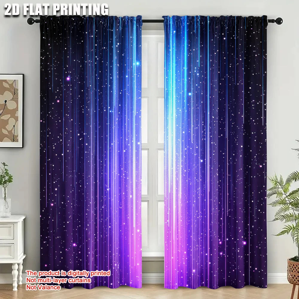 rideau moderne polyester bleu violet étoiles opaques pièces occlusion chambre salon
