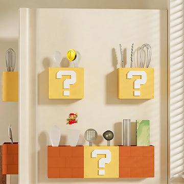 organisateur mural blocs question mark brique jeu vidéo super mario blanc vert jaune marron