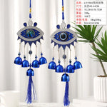 pendant ethnique attrape rêves œil bleu argenté clochettes métal maison jardinextérieur