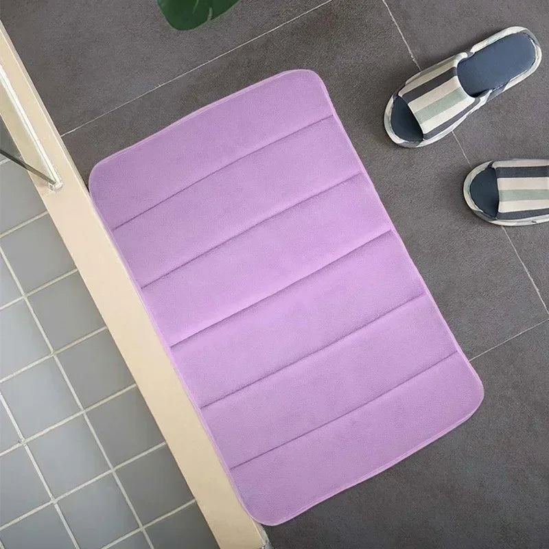 tapis bain polyester rayures horizontales moderne beige gris violet marron absorption d'eau 40x60cmintérieur