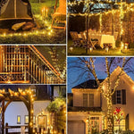 guirlande lumineuse solaire dorée jaune moderne modes éclairage imperméable ip65 led autoinstallationextérieur camping mariage