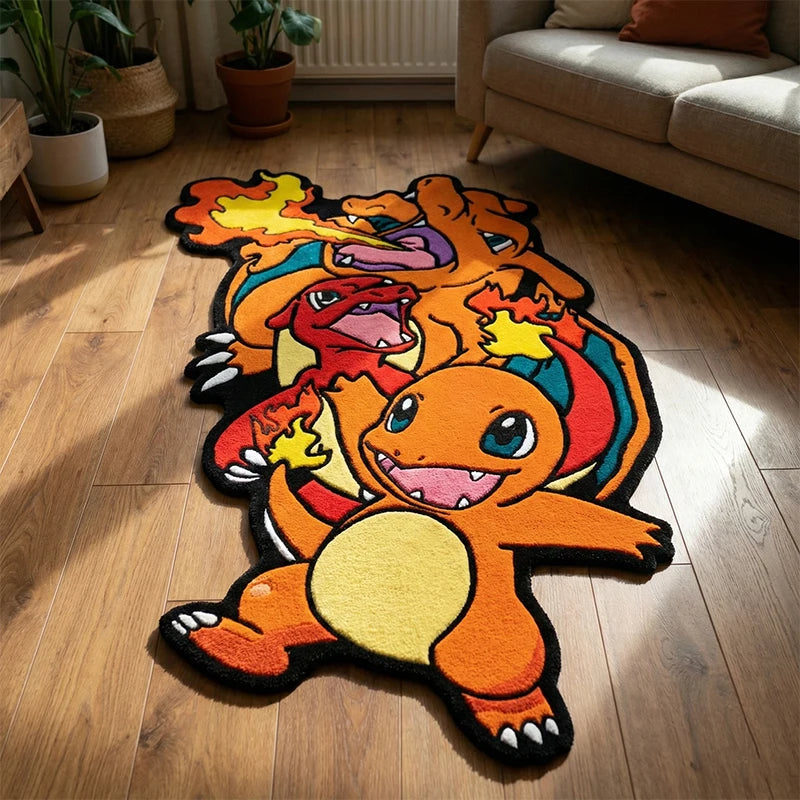 tapis pokémon charizard orange jaune velours anime diameter 100cm 120cm 150cm retro classic