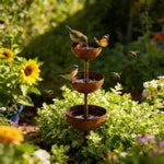fontaine oiseaux marron rustique effet rouille moderne naturelle jardin decoration