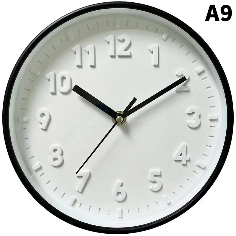 horloge murale moderne bleu clair vert pastel rose pâle jaune violet noir blanc chiffres