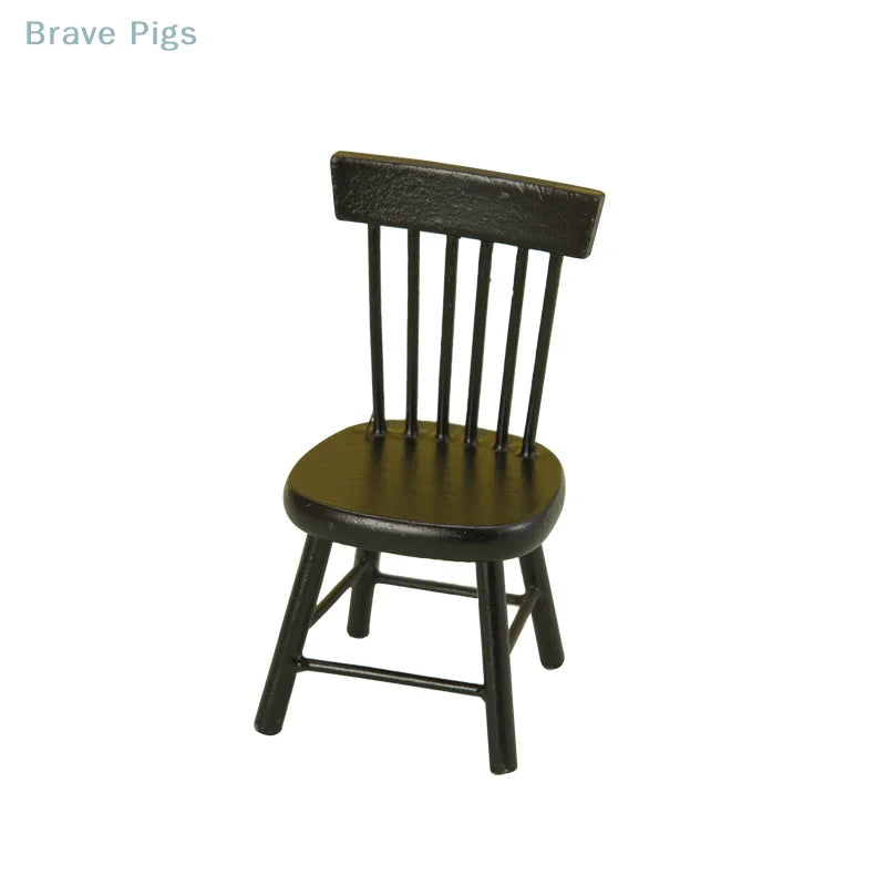 miniatures rustiques table chaises assiettes poterie figurine renard noir orange rouge jaune