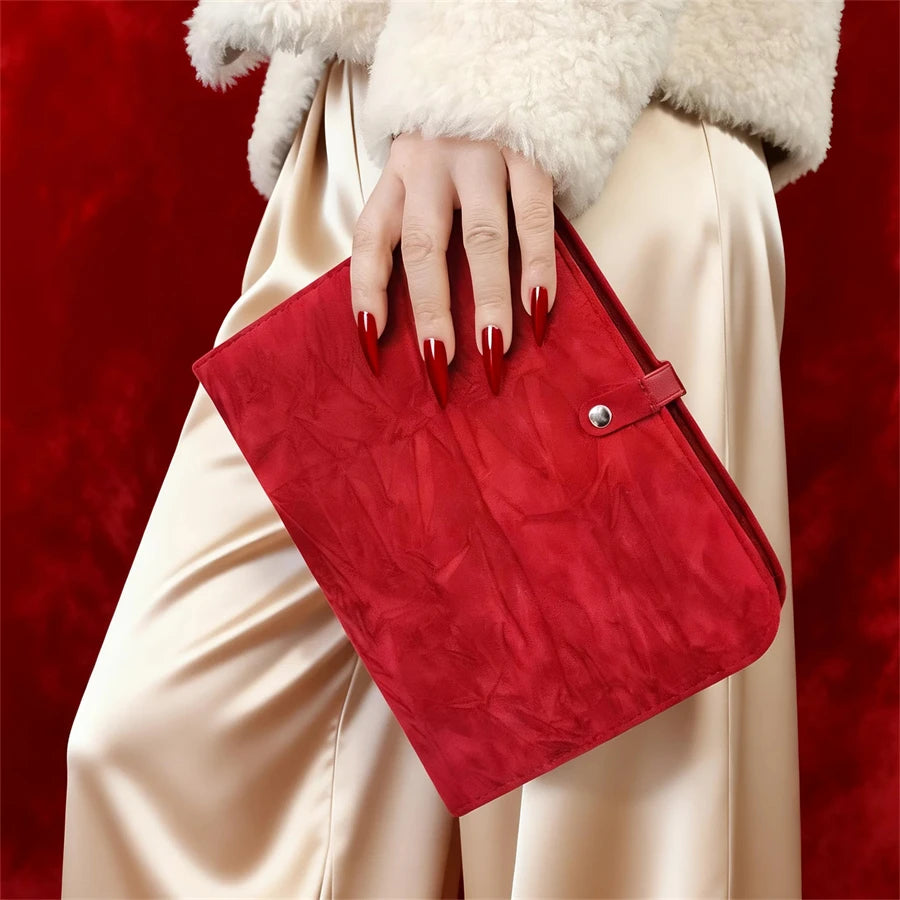 porte bijoux velours rouge moderne clics rangement grilles transparentes bijoux organisation coffret cadeau
