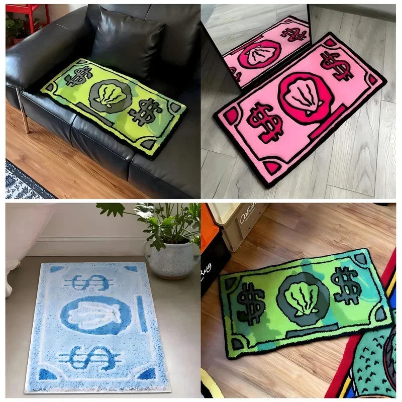 tapis vert billet dollar camouflage moderne rose chambre bain imperméable résistant