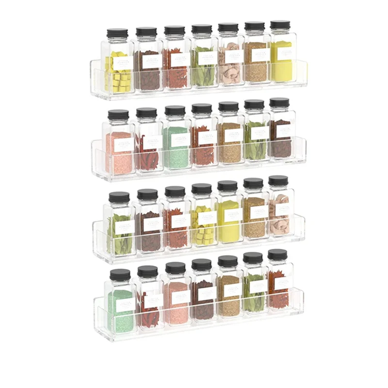 rangement mural épices transparent moderne vis fixations compartiments cuisine organisation.storage holder spice acrylic transparent