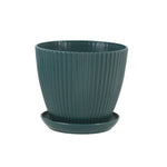 pots fleurs résine moderne vert clair vert foncé blanc rayures verticales plateau intérieur extérieur