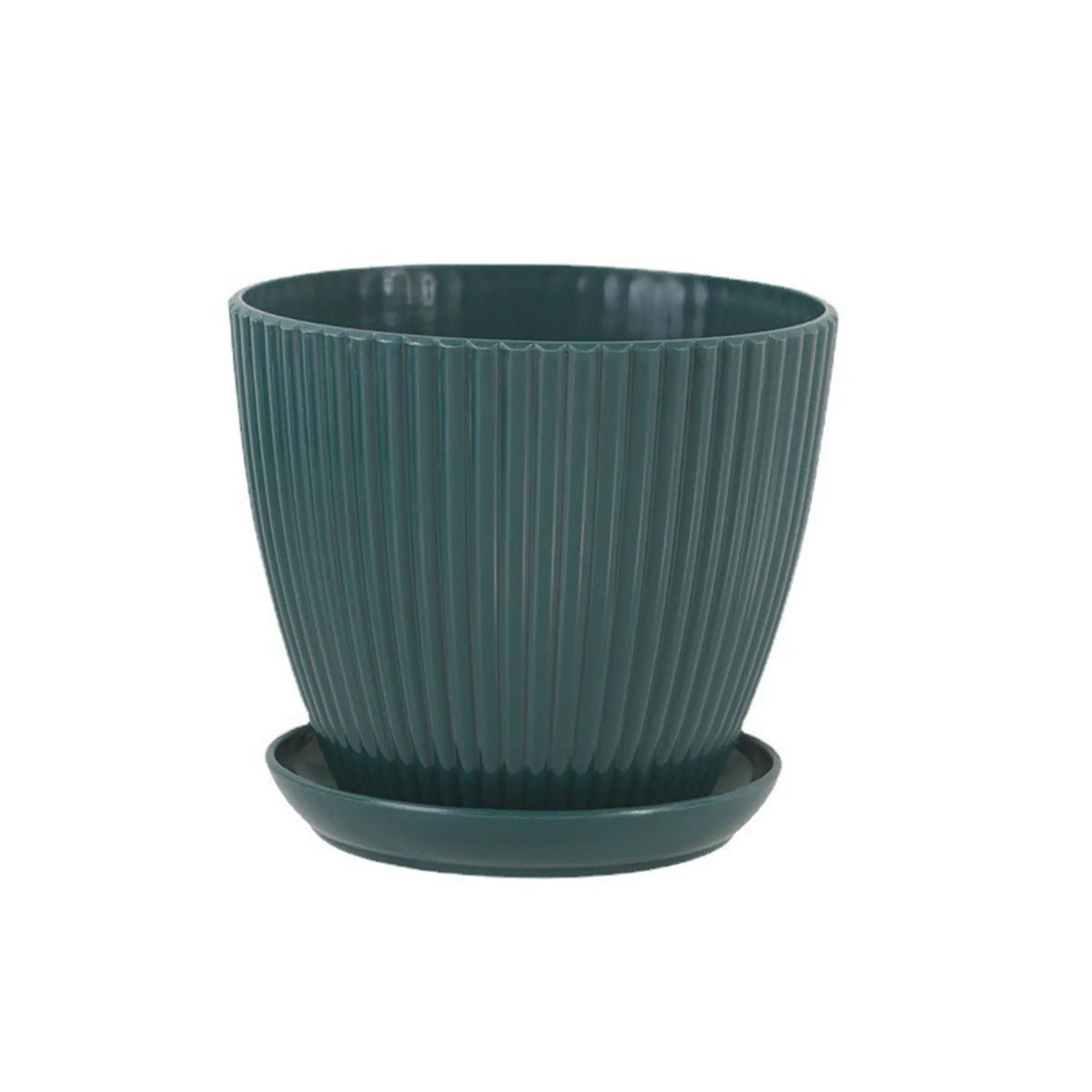 pots fleurs résine moderne vert clair vert foncé blanc rayures verticales plateau intérieur extérieur