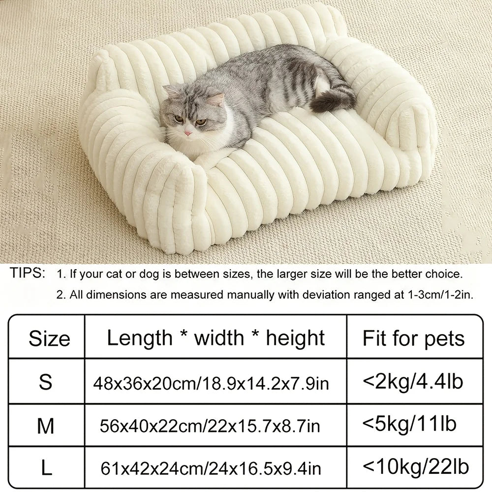 lit chat gris blanc velours rayures moderne confortable