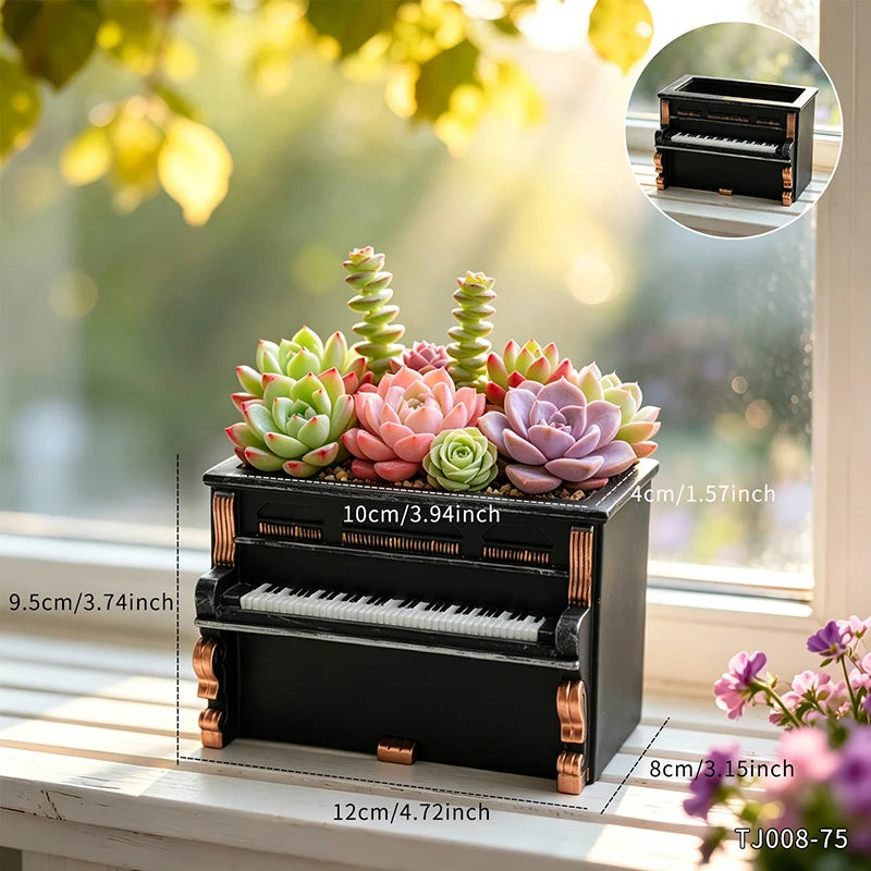 piano miniature résine noir doré succulentes décoration vintage floral