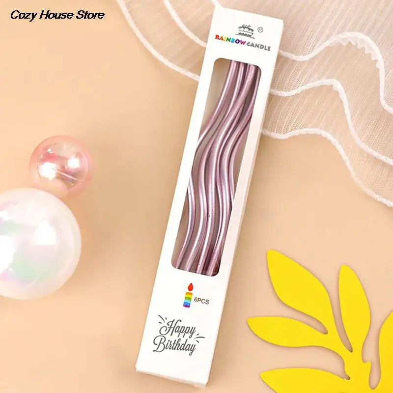 Bougies flexibles multicolores rayures modernes or vert rose violet adhésif festives enfants