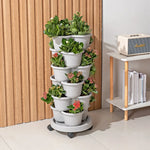 pots fleurs gris orange moderne roulettes plastique jardin adultes