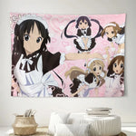 tapisserie murale japonaise anime moderne servantes motifs floraux rose noir blanc polyester grande chambre