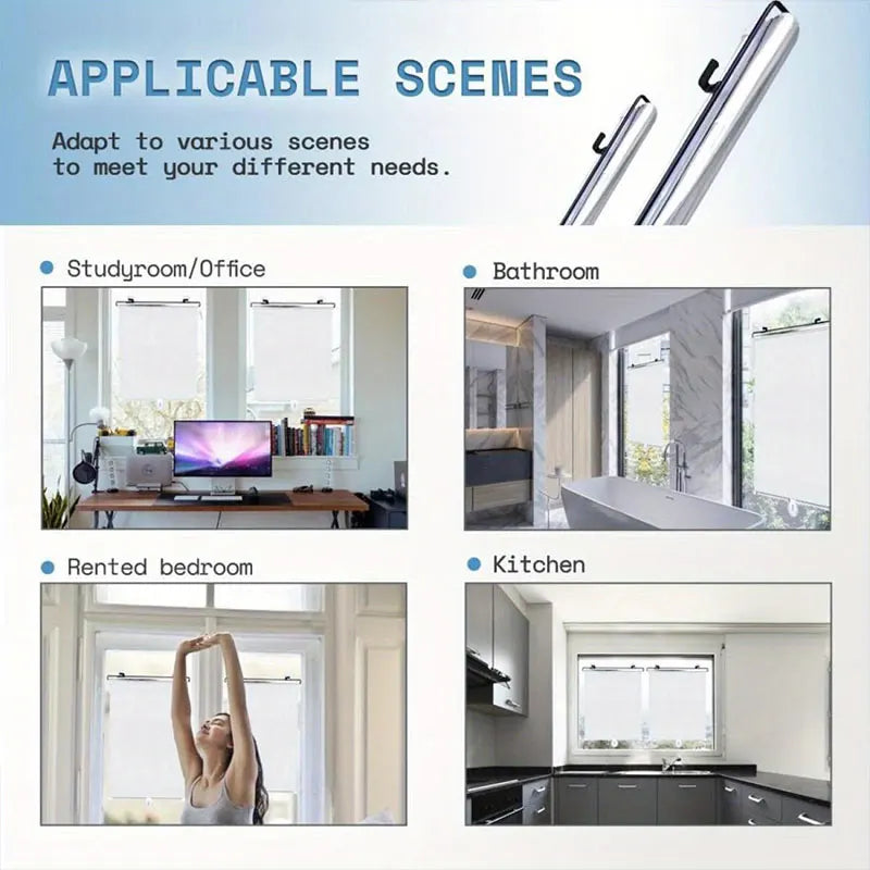 rideaux enrouleurs sans perçage blancs stores verticaux opaques moderne clips magnétiquesintérieur chambre kitchen no