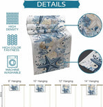 changement drap table lin bleu marine motifs coquillages été plage