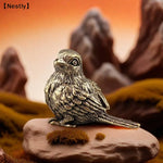 statue oiseau miniature or plumes détaillées décorative vintage marron bronze argenté