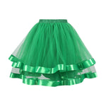 Jupe tutu tulle brodée rubans satinés vintage rose bleu vert rouge marron
